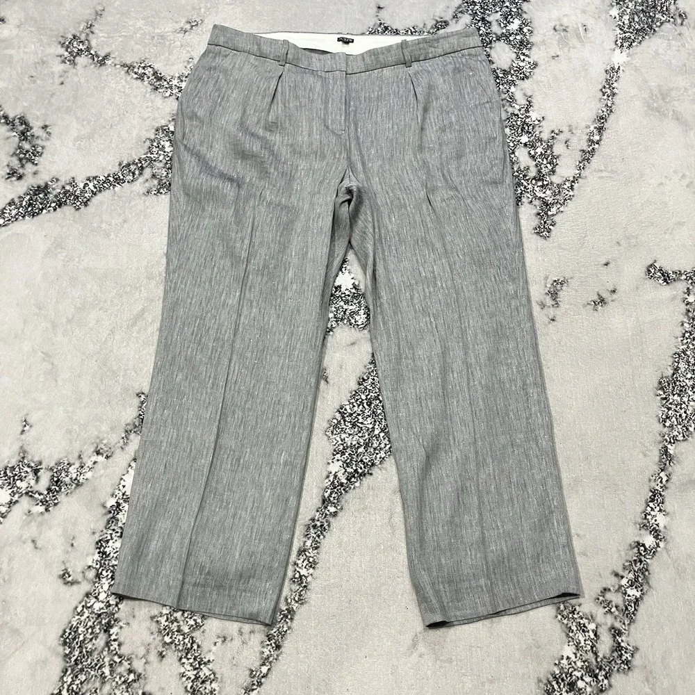 J.Crew Gray‎ Dress Pants Womens Size 18 Straight Career Trouser Linen Blend